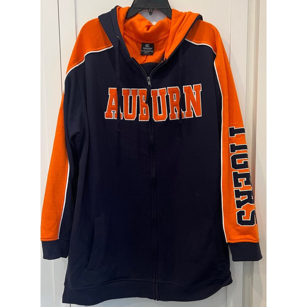 Auburn University Tigers Black & Orange Zip Hoodie Jacket by COLOSSEUM Size 2XLT